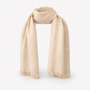 Paras Beige 100% Cashmere Shawl / Stole – Gucci-Style GG Pattern